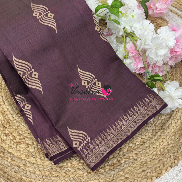 Semi Tussar Silk Saree | Wine Shade |VVSTS072