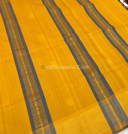Semi Silk Cotton Saree - Ramar Blue & Yellow Combo - VVSSC001