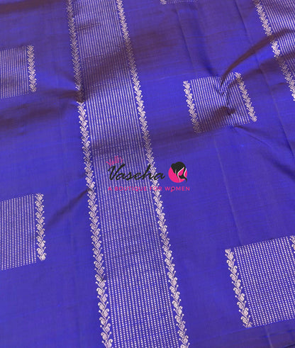 Pure Kanchipuram Silk Saree - Violetish Blue Shade - VVPS054