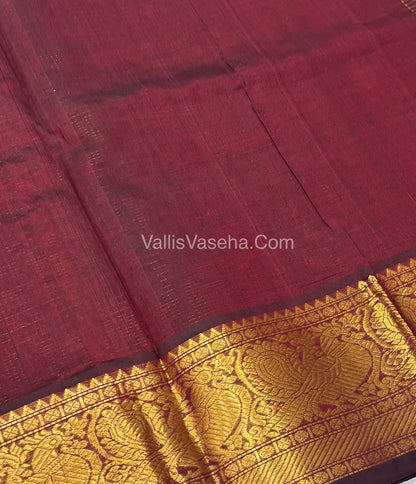 Pure Silk Cotton Saree - Vairavoosi checks - Mayil & Chakkaram - Maroon Shade - VVMCV001