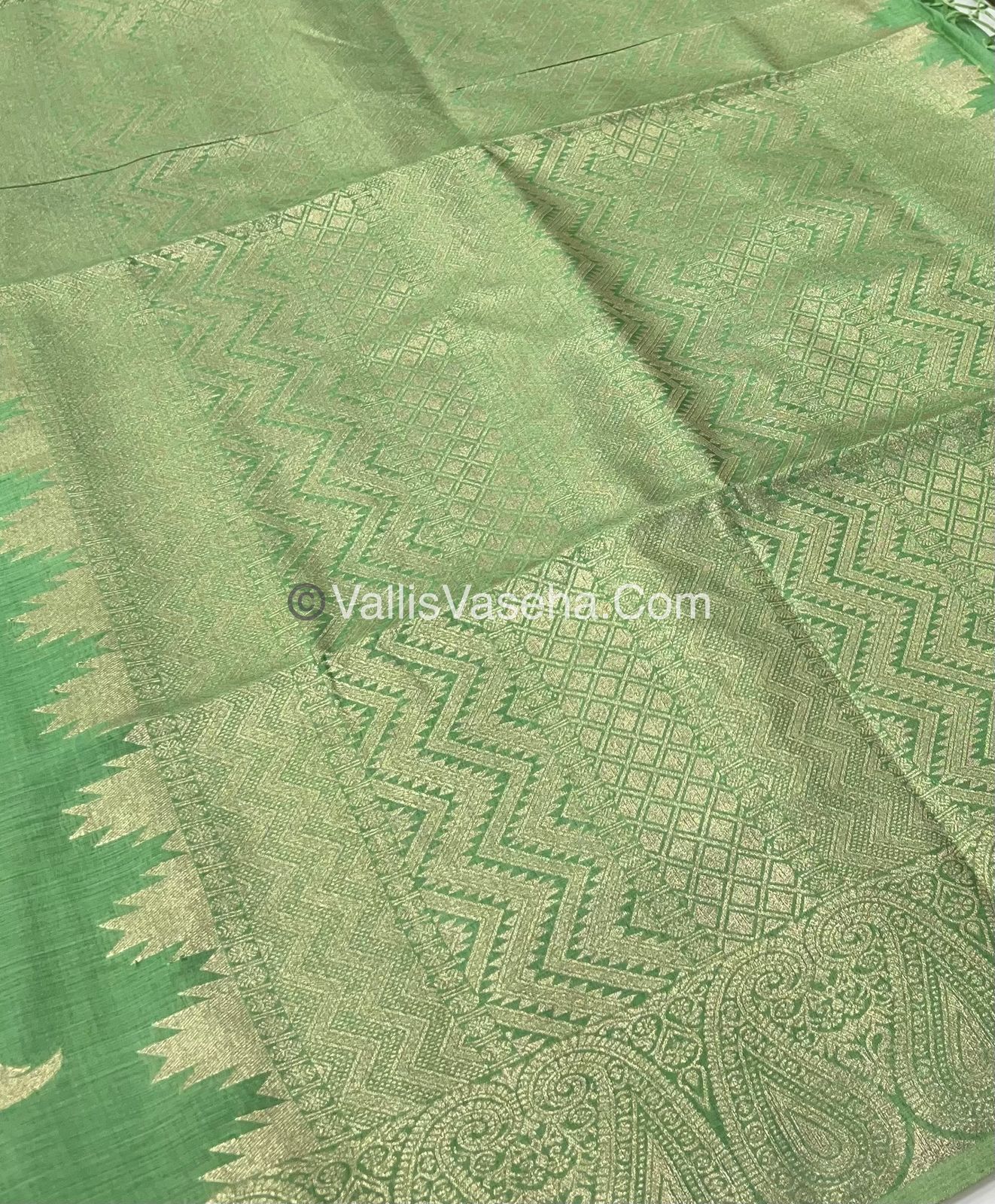 Banarasi - Heritage Silk - Semi Kathan Silk - Pista Green Shade - VVBHS005
