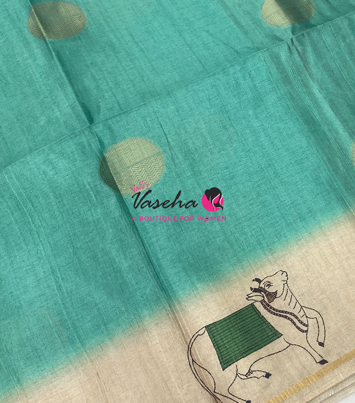 Semi Matka Tussar Saree - Pichwai Design - VVSMT003