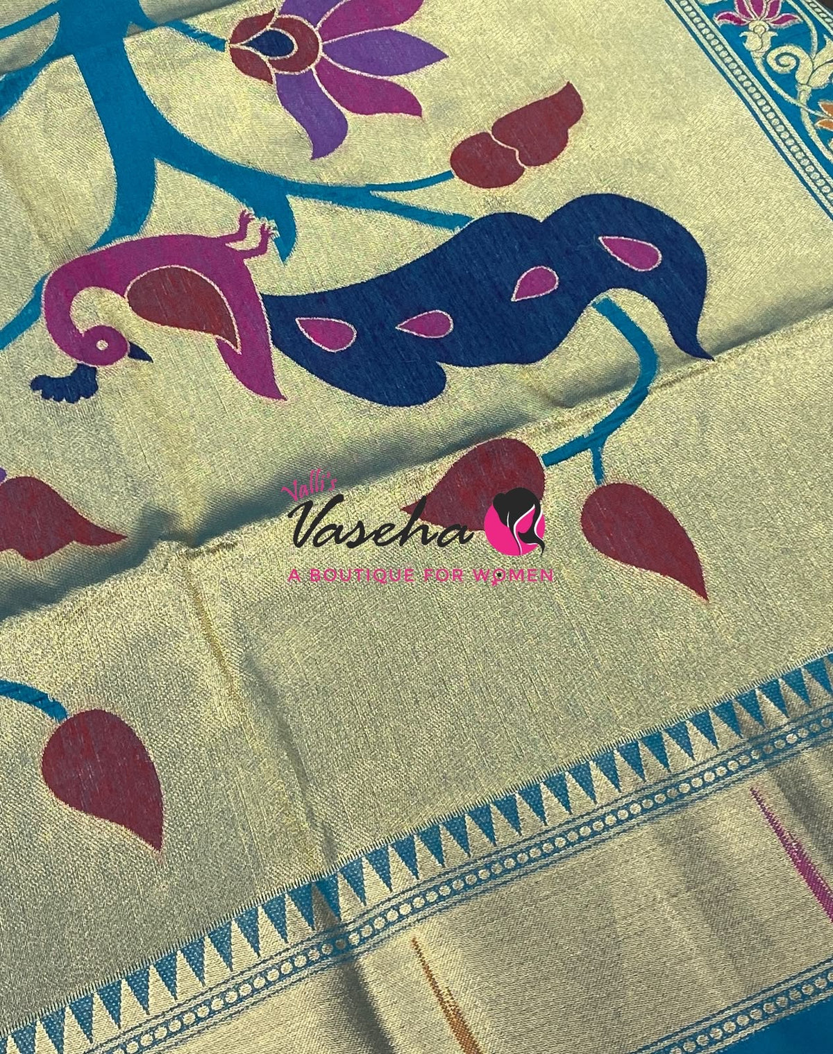 Semi Paithani Saree  - Ramar Blue  Shade - VVSPS001