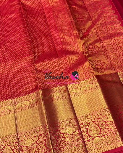 Pure Bridal Kanchipuram Silk Saree - Red Shade - VVPS092