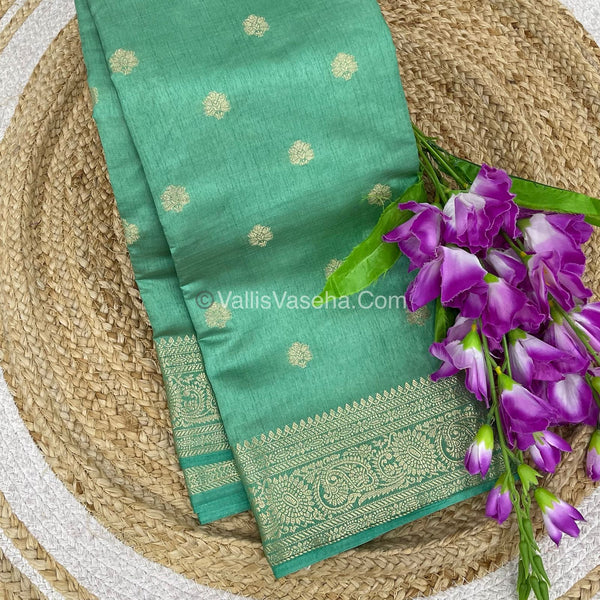 Semi Tussar Silk Saree |Light Greenish Blue shade |VVSTS044