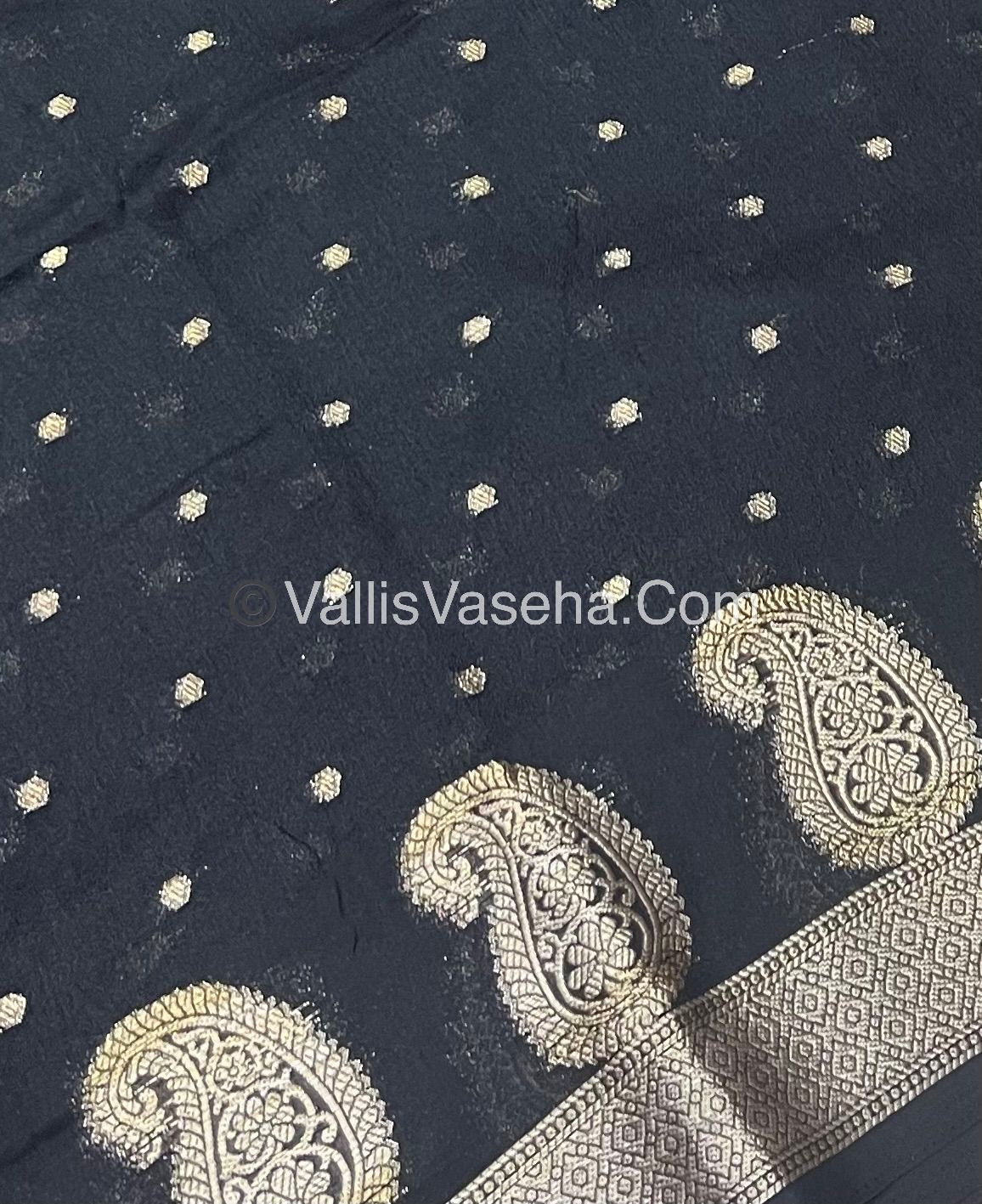 Mashmelow - Chiffon / Georgette Saree - Black Shade - VVMMS001