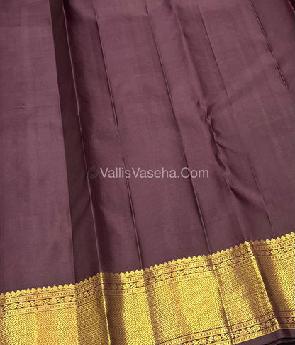 Pure Kanchipuram Silk Saree - Rust Orange & Wine Brown shade - VVPS021