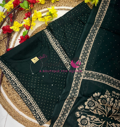 Ready Made | Anarkali Set  |Salwar, Kameez & Duppatta(3pc)|Cotton |VVRMS026