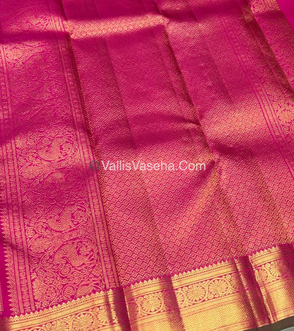 Pure Kanchipuram Silk Saree - Baby pink & Pink Combo - VVPS014
