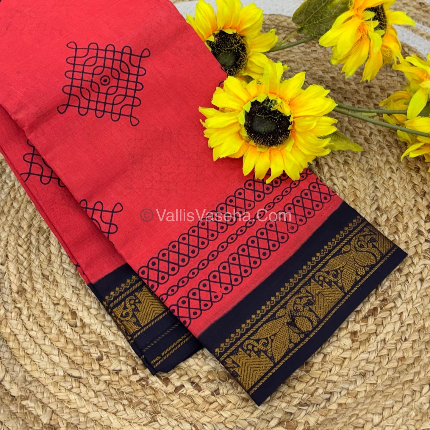 Sungudi Cotton Saree  - Kolam Print  - VVSKP001