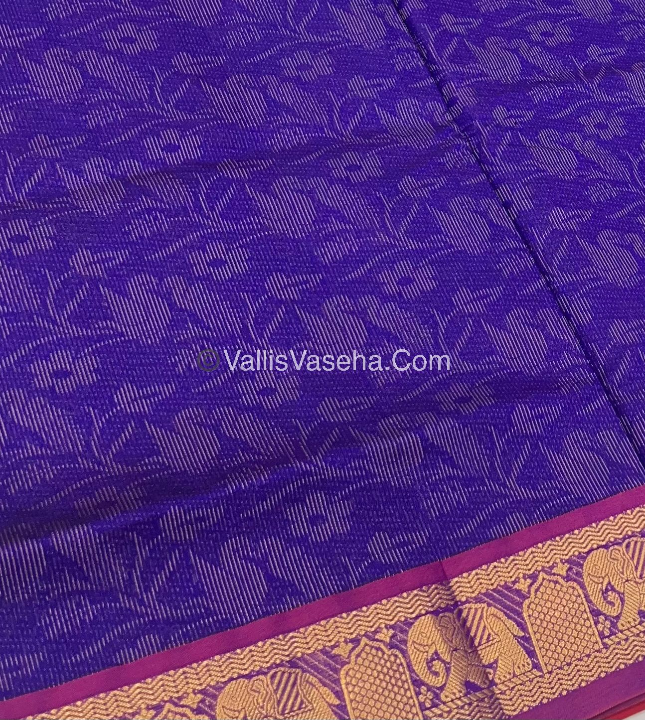 Semi Silk Cotton Saree - Violetish Blue With Reddish Maroon Shade - VVSSC007