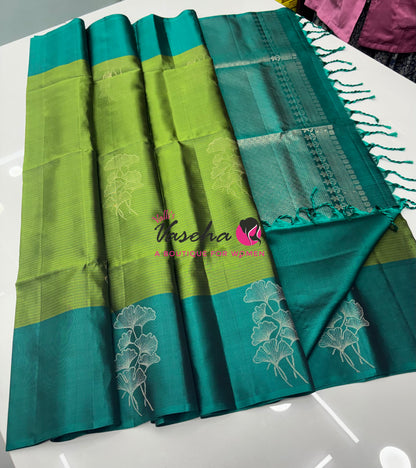 Pure Soft Silk Saree - Green With Ramar Green  - VVPSS072