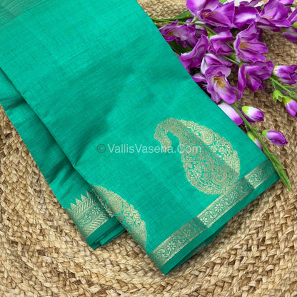 Semi Tussar Silk - Small Mango - Teal Green Shade - VVSTS002