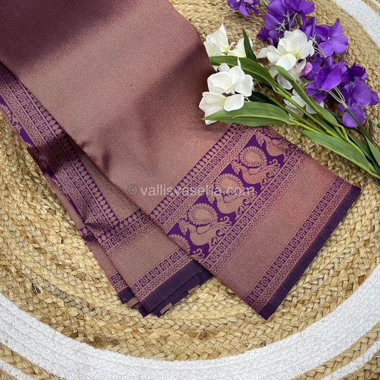 Semi Silk Saree - Kanchi Semi Silk Style - Peacock Border - VVSSS006