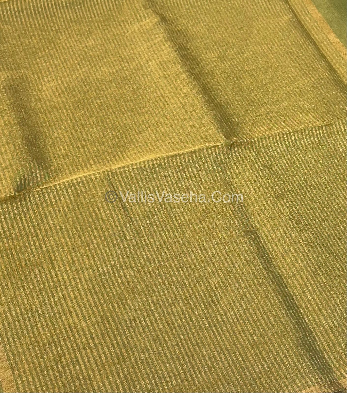Pure Maheshwari Tissue Silk - Triple Tone Green  & Gold Shade - VVMTS001