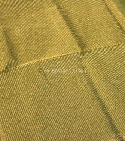 Pure Maheshwari Tissue Silk - Triple Tone Green  & Gold Shade - VVMTS001
