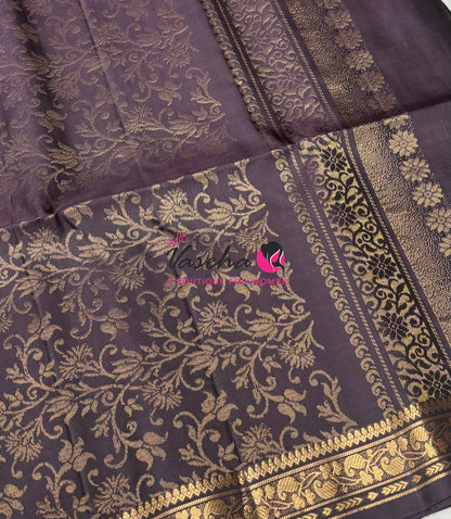 Pure Soft Silk Saree - Chocolate & Brown Shade - VVPSS099