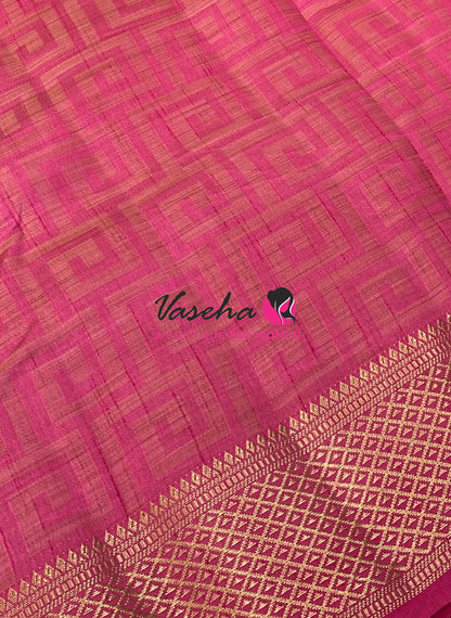 Semi Tussar Silk Saree | Peach Shade |VVSTS058