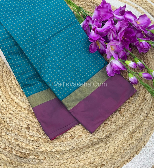 Semi Silk Saree - Plus Design Style - Contrast Pallu & Blouse or Running Pallu & Blouse - VVSS004