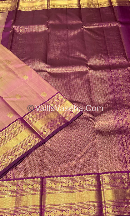 Pure Kanchipuram Silk Saree - Onion Pink & Purplish Pink  Combo - VVPS014