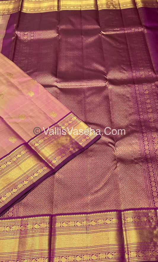 Pure Kanchipuram Silk Saree - Onion Pink & Purplish Pink  Combo - VVPS014