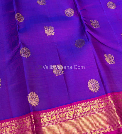 Pure Kanchipuram Silk Saree - Purple & Pink Combo - VVPS025