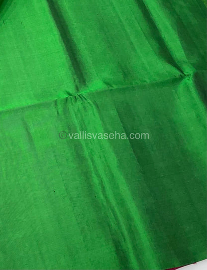 Pure Soft Silk Saree - Vaira Voosi design - Dark Pink With Green Combo - VVPSS016