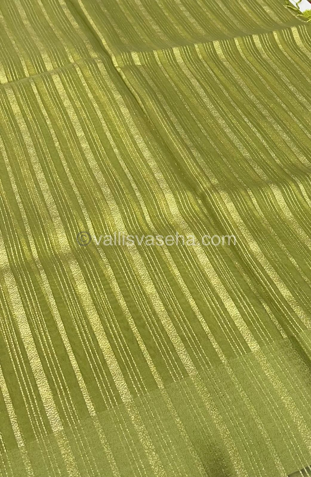 Organza Saree - Mehandhi Green Shade  - VVOS001