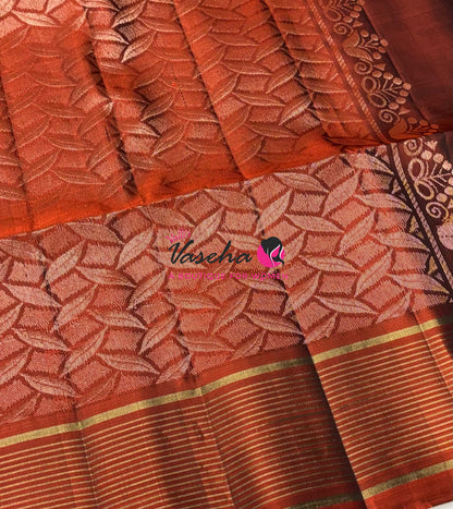 Half Mixed  Soft Silk Saree - (1.75 warp)Brown & Rust Orange - VVPSS090