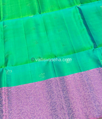Pure Soft Silk Saree - Turquoise Green & Purplish Pink Combo - VVPSS042