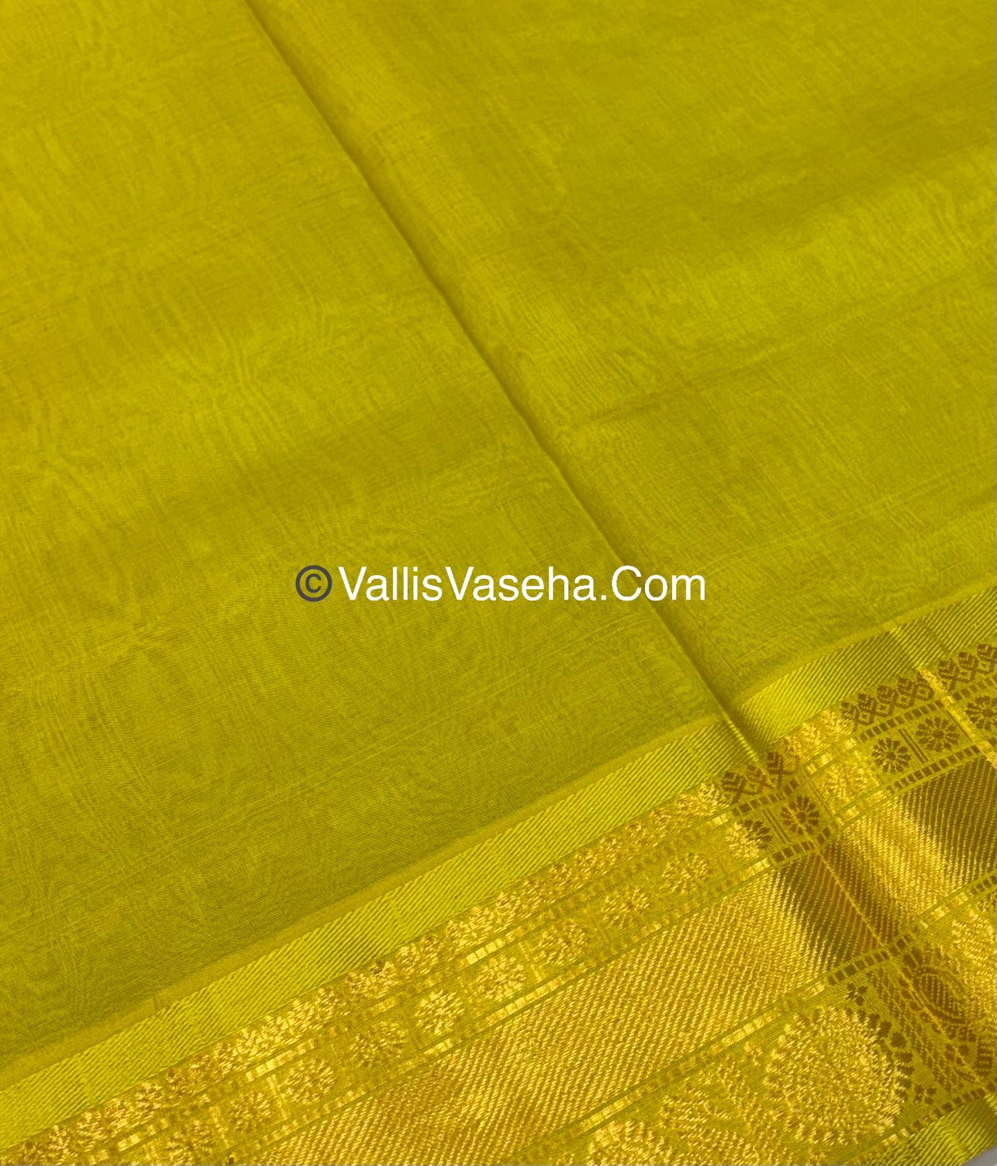 Pure Silk Cotton Saree - Mayil & Chakkaram Design - Light Grey With Yellow  Shade - VVMC001