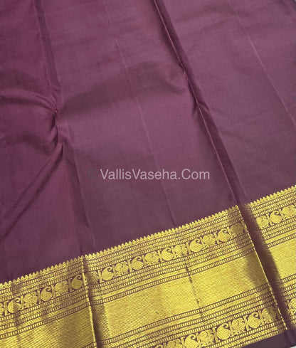 Pure Kanchipuram Silk Saree - Onion Pink With Brown Combo - VVPS010
