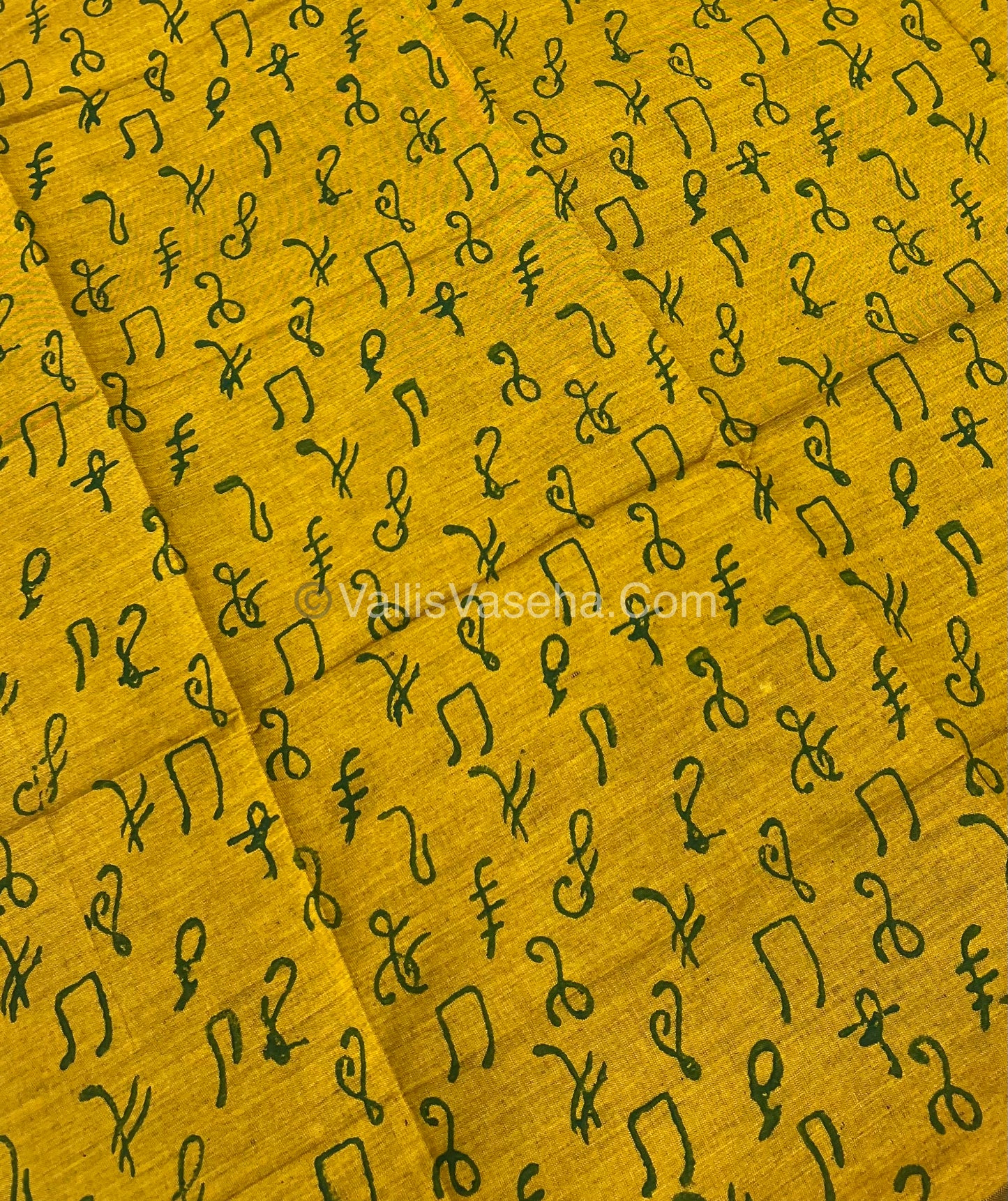 South Mixed Cotton - Mirror Work Embroidery - Green With Mustard shade - VVPCM002
