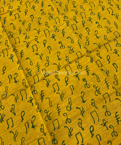 South Mixed Cotton - Mirror Work Embroidery - Green With Mustard shade - VVPCM002
