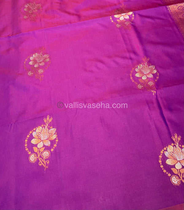 Semi Soft Silk - Border less - Purplish Pink Shade -VVSSS007