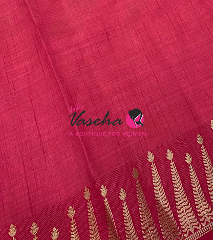 Semi Tussar Silk Saree | Dark Pink-shade |VVSTS050
