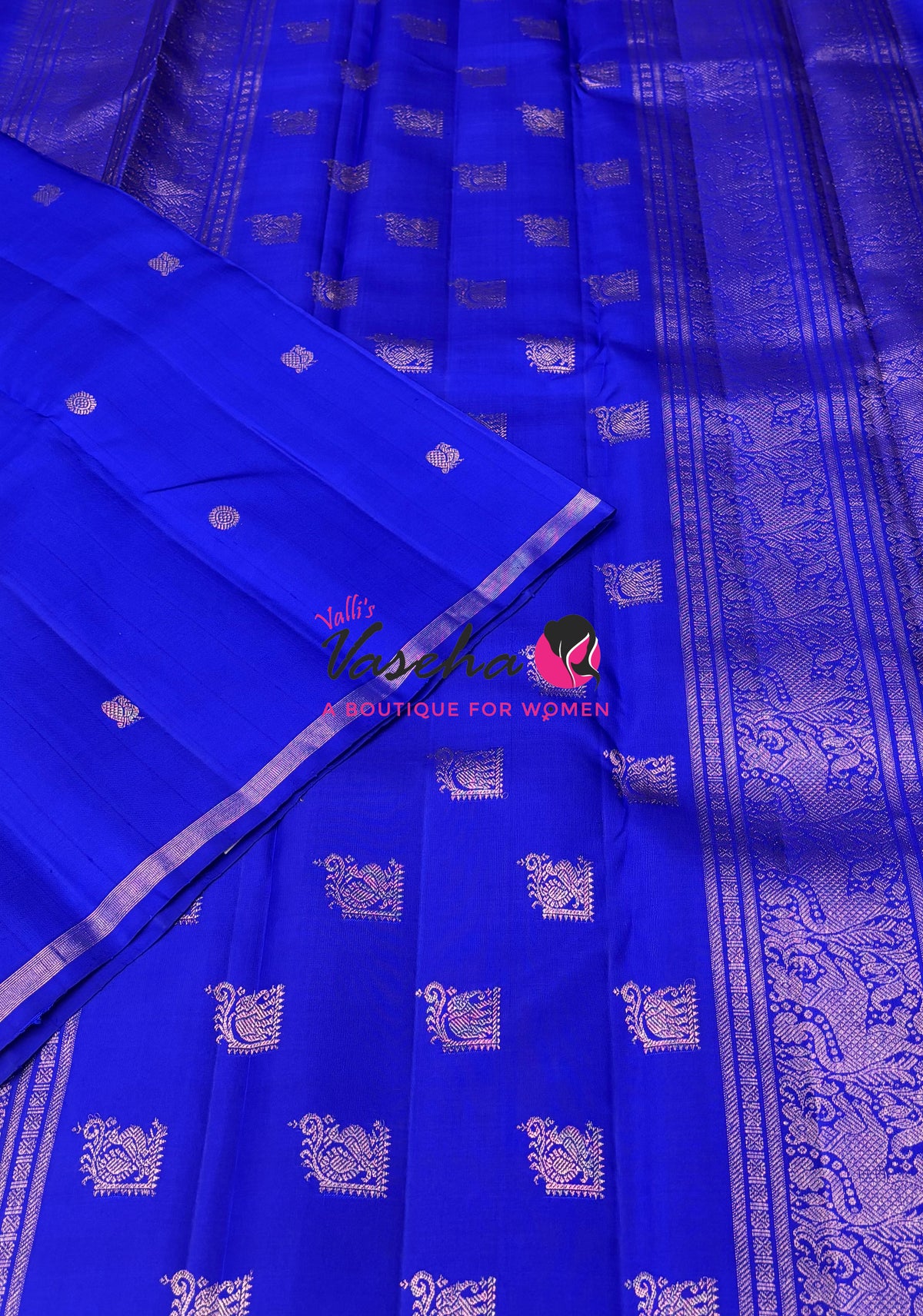 Pure Kanchipuram Silk Saree - Blue Shade - VVPS046