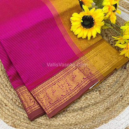 Pure Silk Cotton Sarees - Vairavoosi Lines - Pink & Mustard Yellow- VVPSC005