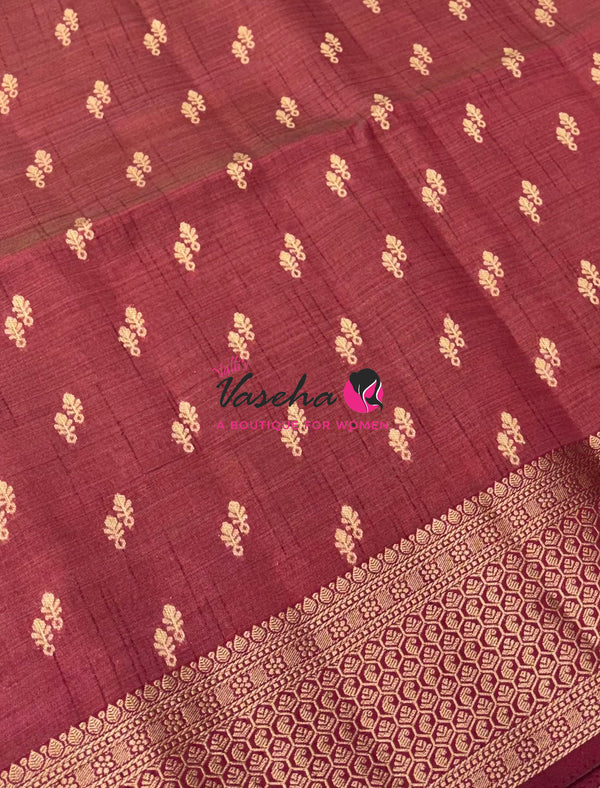 Semi Tussar Silk - Grand Pallu  - Maroon Shade - VVSTS021
