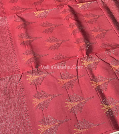 Pure Soft Silk Saree - Border Less - Maroon Shade - VVPSS055