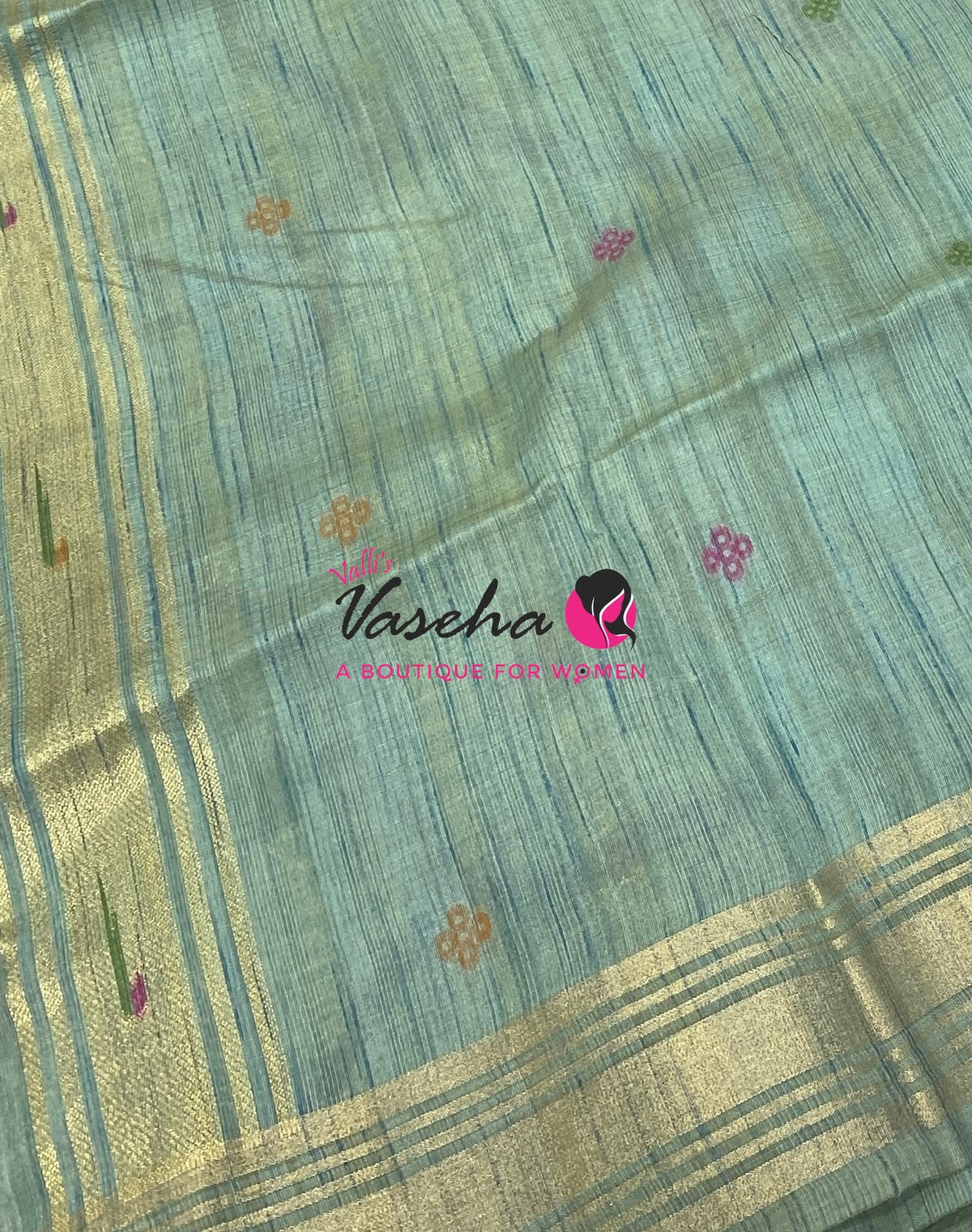 Muga Tissue Linen Saree - Blue  Shade - VVMLT002