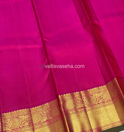 Pure Kanchipuram Silk Saree - Orangish Yellow & Pink Shade - VVPS010