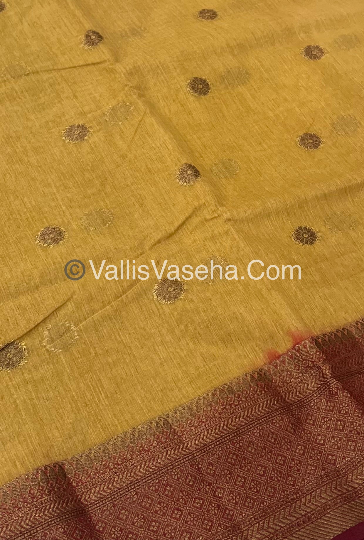 Bamboo Silk Saree  - Creamish Chikko with maroon Shade - VVBSS001