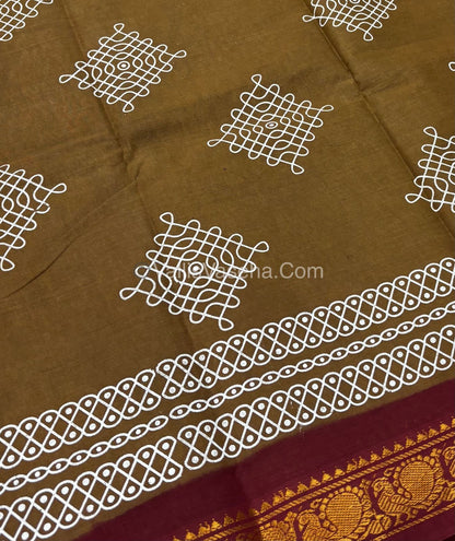 Sungudi Cotton Saree  - Kolam Print  - VVSKP001