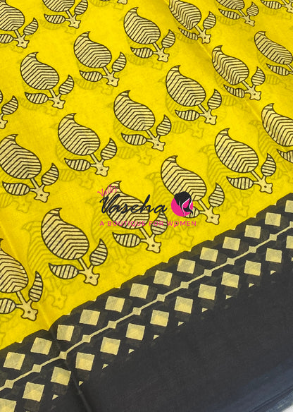 Pure Soft Mul Mul Cotton Sarees - Hand Block Prints - VVMMC011