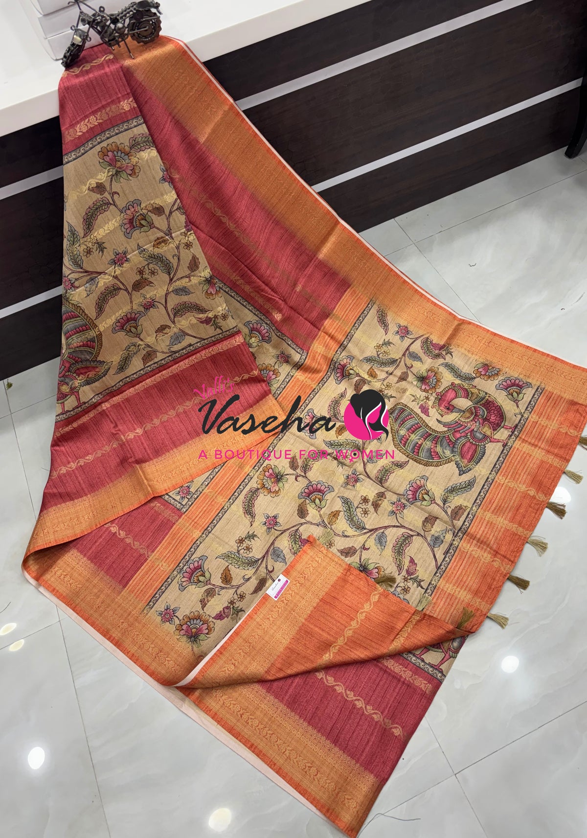 Semi Art Silk Saree - Pink & Orange Shade - VVSAT003