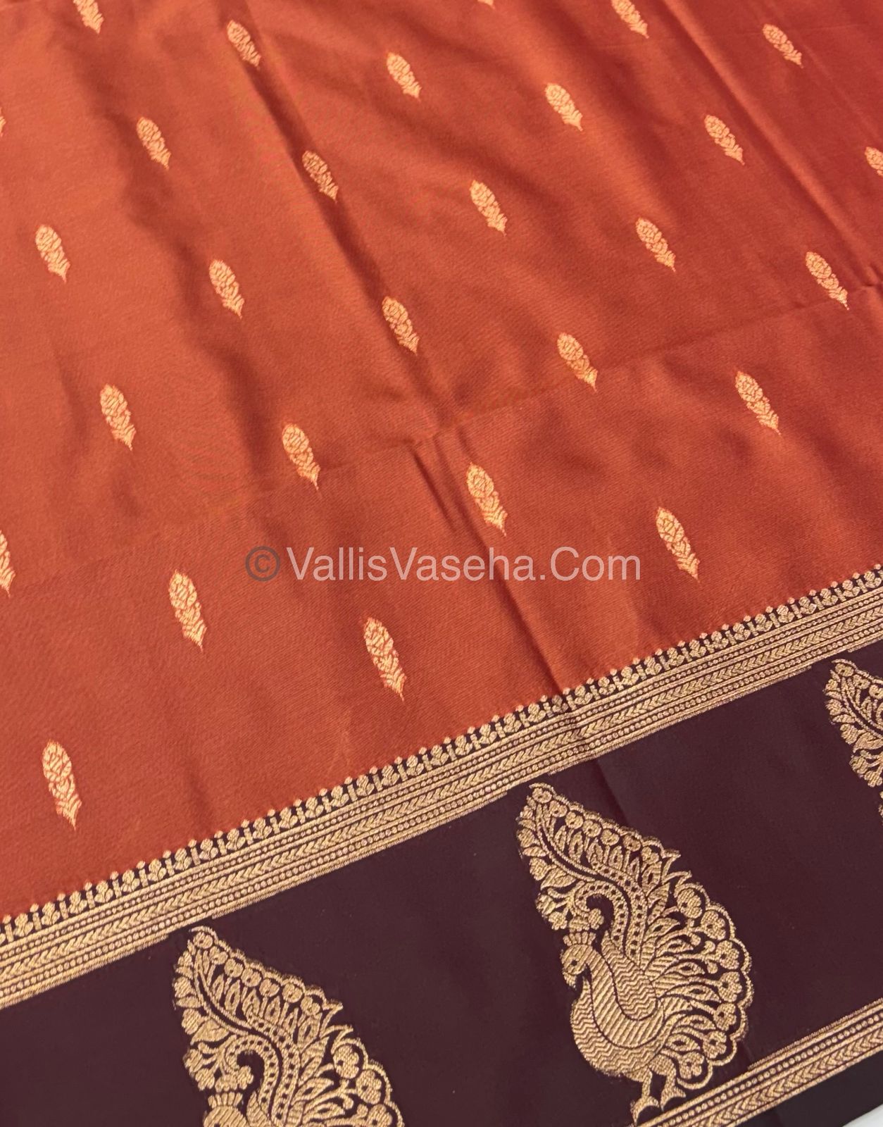 Semi Soft Silk - Rust Orange With Wine Brown Shade -VVSSS022