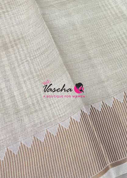 Semi Tussar Silk Saree | White Shade |VVSTS051