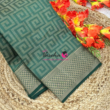 Semi Tussar Silk Saree | Green Shade |VVSTS058
