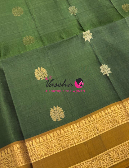 Pure Soft Silk Saree  -  Green & Mustard Yellow Combo - VVPSS152